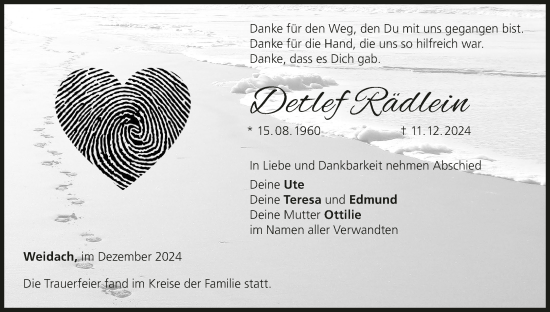 Anzeige von Detlef Rädlein von MGO
