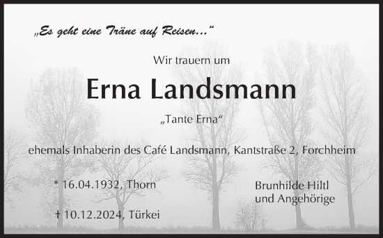 Anzeige von Erna Landsmann von MGO
