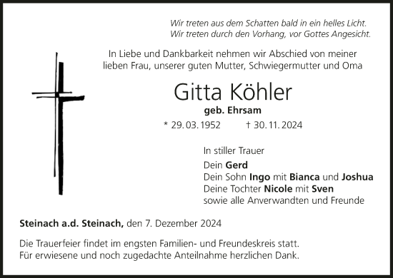 Anzeige von Gitta Köhler von MGO