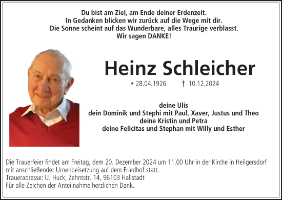Anzeige von Heinz Schleicher von MGO