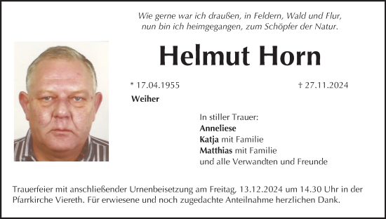 Anzeige von Helmut Horn von MGO