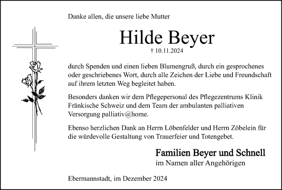 Anzeige von Hilde Beyer von MGO