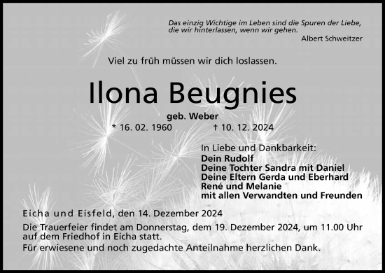 Anzeige von Ilona Beugnies von MGO