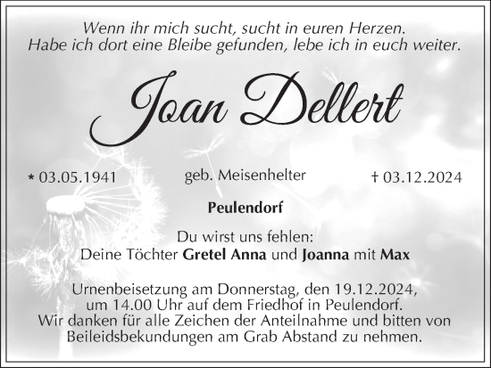 Anzeige von Joan Dellert von MGO