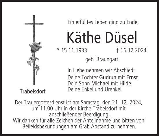 Anzeige von Käthe Düsel von MGO