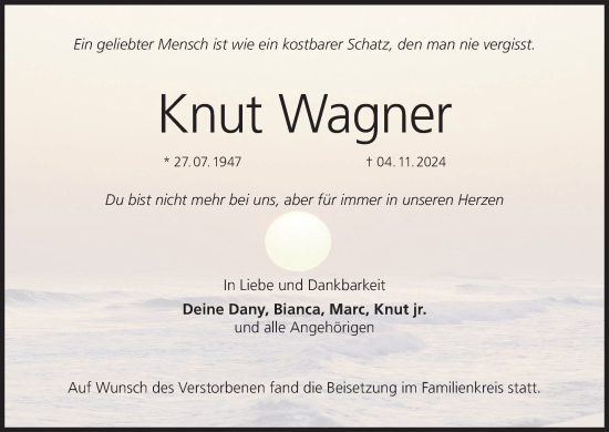 Anzeige von Knut Wagner von MGO