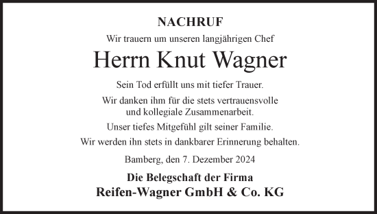 Anzeige von Knut Wagner von MGO