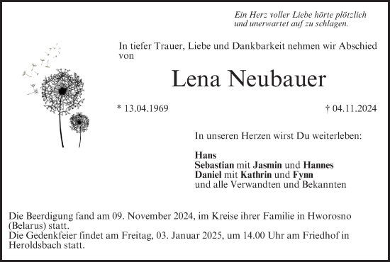 Anzeige von Lena Neubauer von MGO
