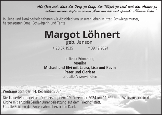 Anzeige von Margot Löhnert von MGO