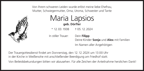 Anzeige von Maria Lapsios von MGO