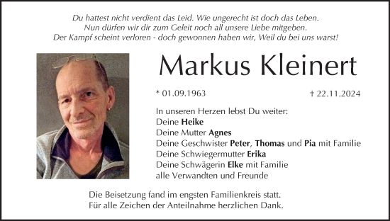 Anzeige von Markus Kleinert von MGO