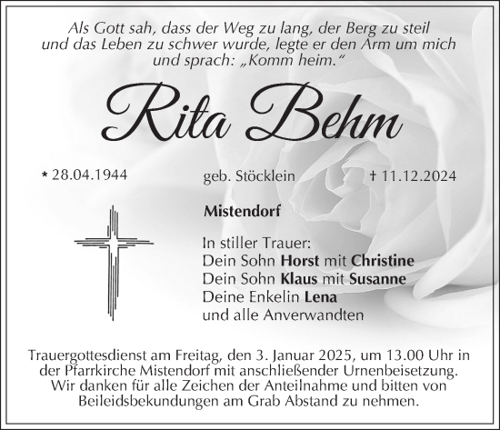 Anzeige von Rita Behm von MGO