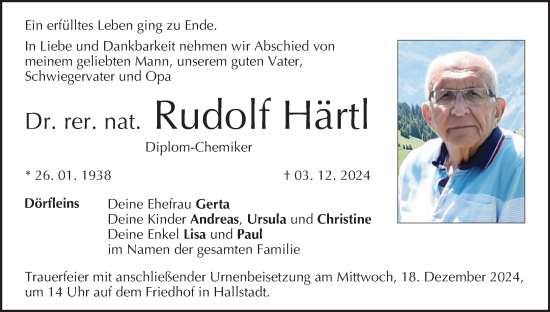 Anzeige von Rudolf Härtl von MGO