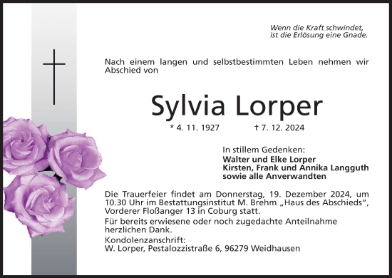 Anzeige von Sylvia Lorper von MGO