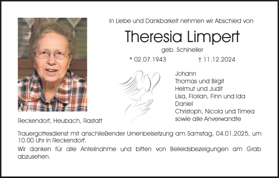 Anzeige von Theresia Limpert von MGO