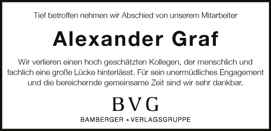 Anzeige von Alexander Graf von MGO