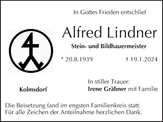 Anzeige von Alfred Lindner von MGO