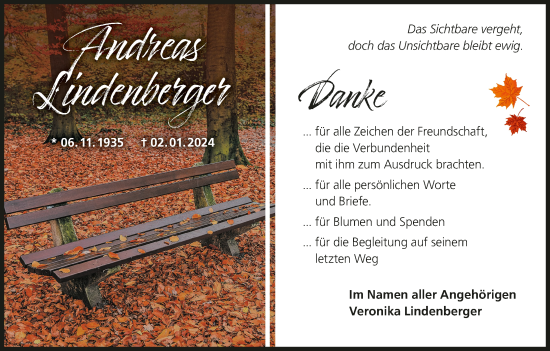 Anzeige von Andreas Lindenberger von MGO