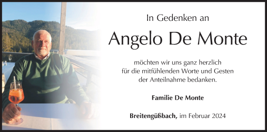 Anzeige von Angelo De Monte von MGO