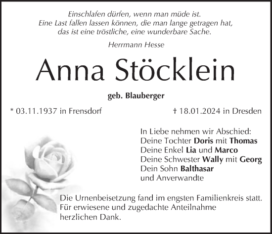 Anzeige von Anna Stöcklein von MGO
