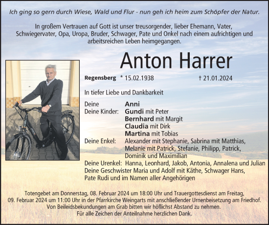 Anzeige von Anton Harrer von MGO