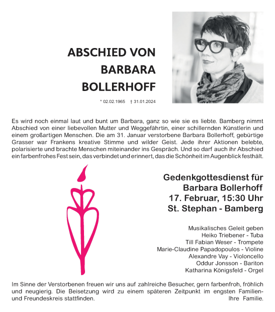 Anzeige von Barbara Bollerhoff von MGO
