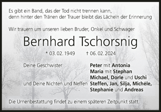 Anzeige von Bernhard Tschorsnig von MGO