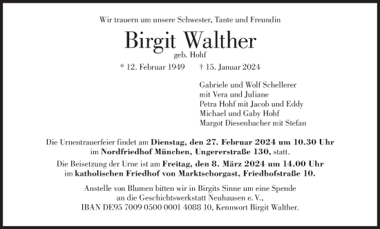Anzeige von Birgit Walther von MGO