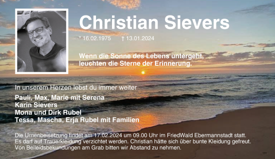 Anzeige von Christian Sievers von MGO
