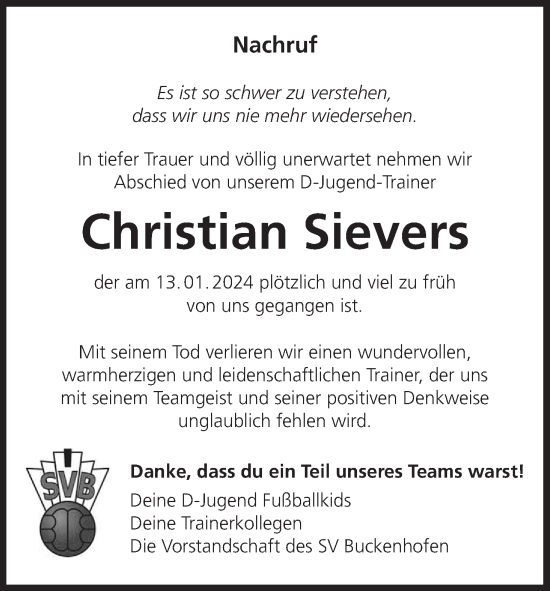Anzeige von Christian Sievers von MGO
