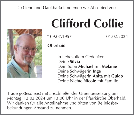 Anzeige von Clifford Collie von MGO