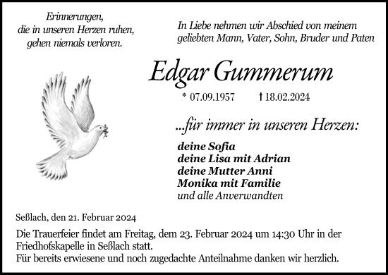 Anzeige von Edgar Gummerum von MGO