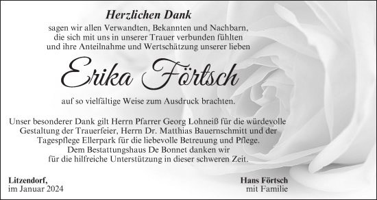 Anzeige von Erika Förtsch von MGO