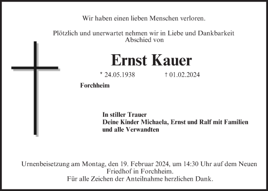 Anzeige von Ernst Kauer von MGO