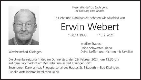 Anzeige von Erwin Webert von MGO