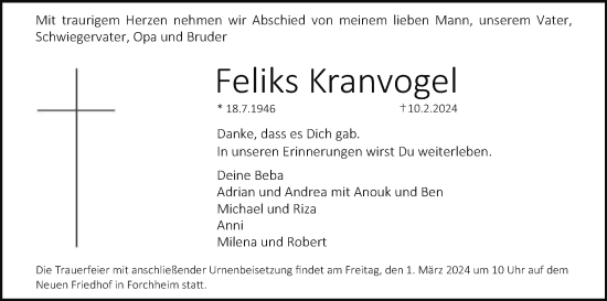 Anzeige von Feliks Kranvogel von MGO
