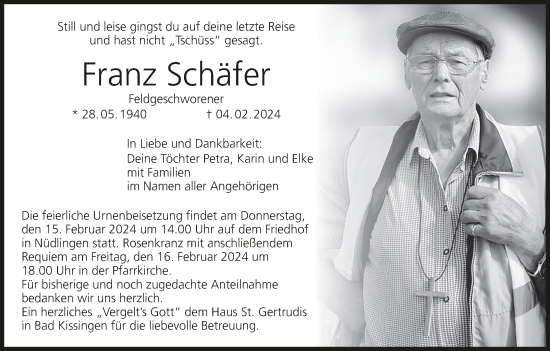 Anzeige von Franz Schäfer von MGO