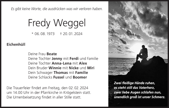 Anzeige von Fredy Weggel von MGO