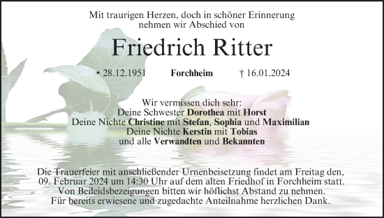 Anzeige von Friedrich Ritter von MGO