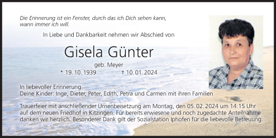 Anzeige von Gisela Günter von MGO