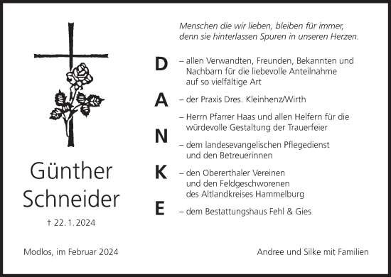 Anzeige von Günther Schneider von MGO