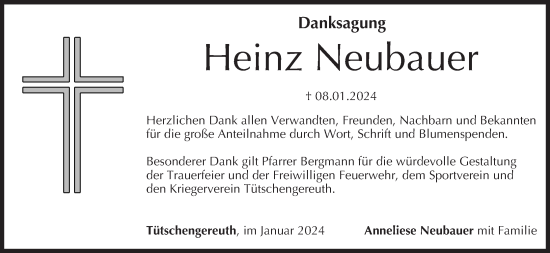 Anzeige von Heinz Neubauer von MGO