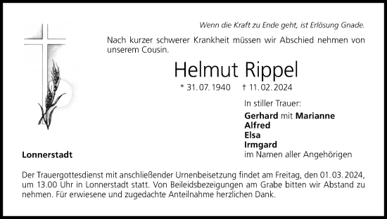 Anzeige von Helmut Rippel von MGO