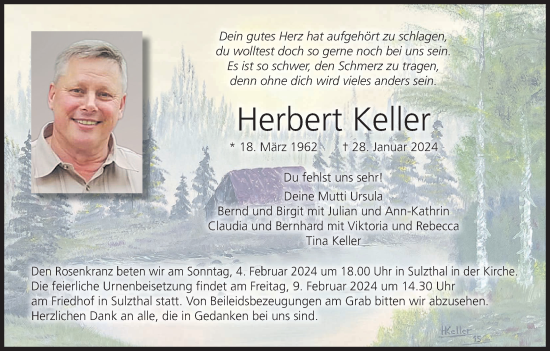 Anzeige von Herbert Keller von MGO