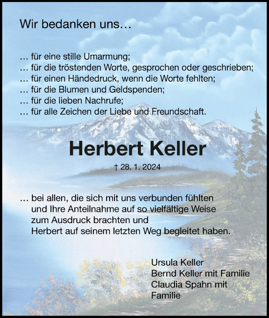 Anzeige von Herbert Keller von MGO