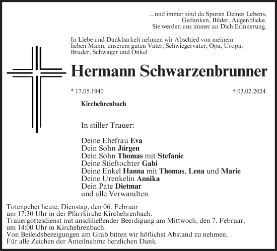 Anzeige von Hermann Schwarzenbrunner von MGO