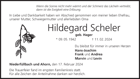 Anzeige von Hildegard Scheler von MGO