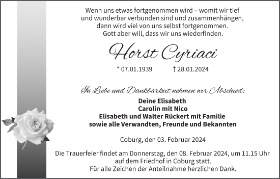 Anzeige von Horst Cyriaci von MGO