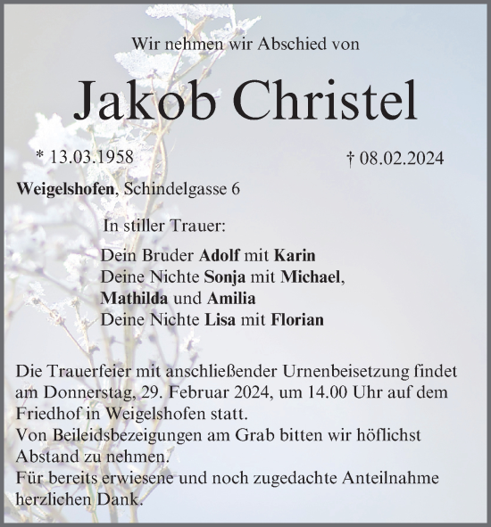 Anzeige von Jakob Christel von MGO