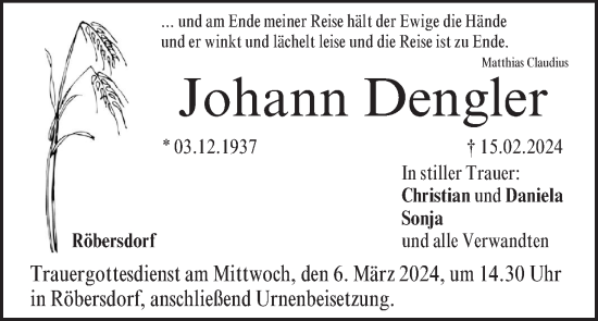 Anzeige von Johann Dengler von MGO